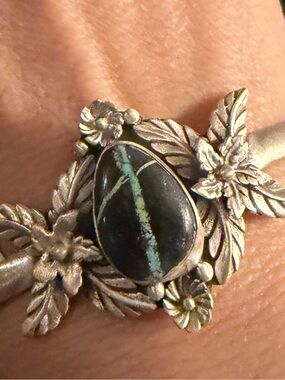 Southwestern Sterling Silver 925 Black Jack Cuff Bracelet Size 6.25” To 7” New